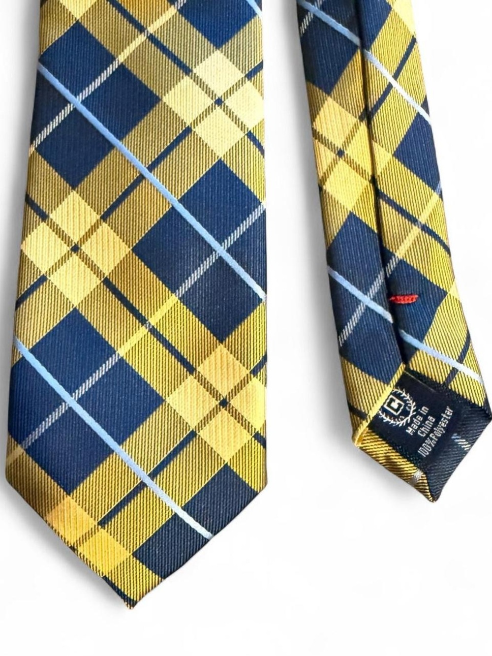 Chaps yellow and navy blue plaid tie formal professional business graduation